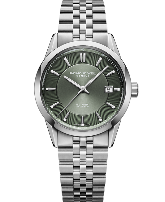 Freelancer Automatic Olive Green Dial Stainless Steel Bracelet Watch, 38mm