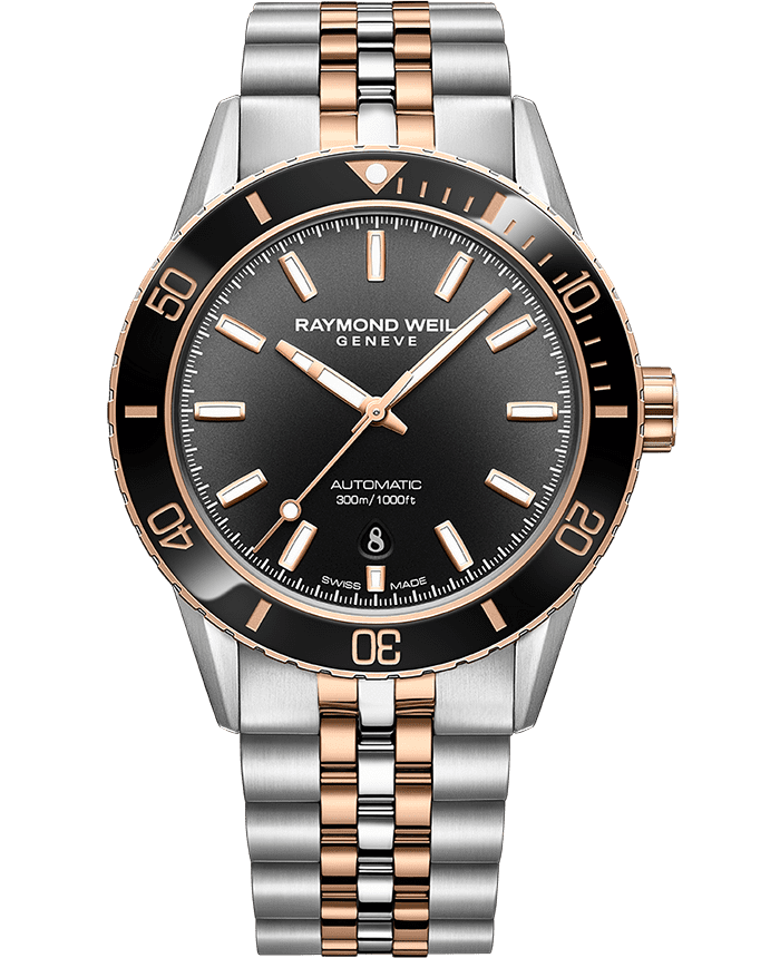 Freelancer Men's Diver Gradient Black Dial Two-Tone Bracelet Watch, 42.5mm