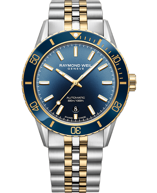 Freelancer Men's Diver Gradient Blue Dial Two-Tone Bracelet Watch, 42.5mm