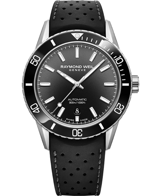 Freelancer Men's Diver Black Dial Rubber Strap Watch, 42.5mm