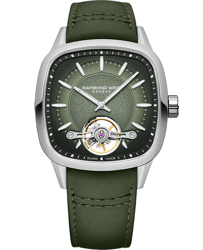 Freelancer Men's Calibre RW1212 Automatic Green Dial Green Leather Strap Watch, 40 x 40mm