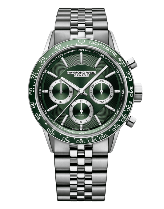 Freelancer Men's Automatic Chronograph Green Dial Bracelet Watch, 43.5mm