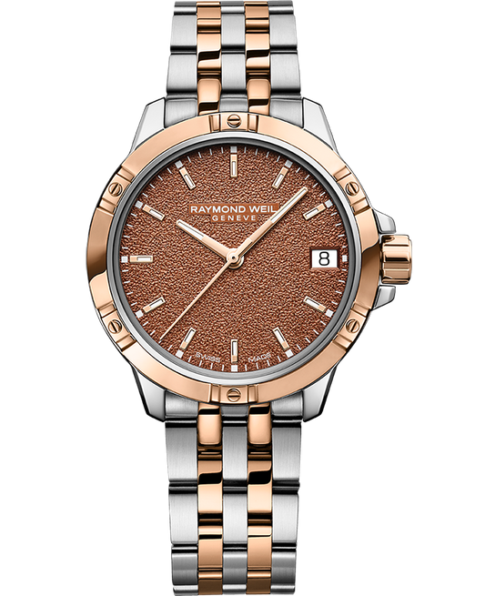 Tango Ladies Quartz Terra Cotta Frosted Dial Two-Tone Bracelet Watch, 30mm