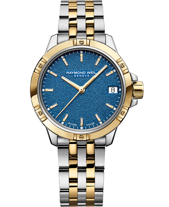 Tango Ladies Quartz Blue Frosted Dial Two-Tone Bracelet Watch, 30mm