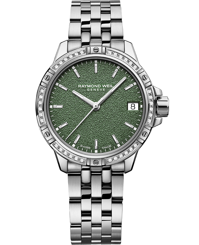 Tango Ladies Quartz 36 Diamond Green Frosted Dial Bracelet Watch, 30mm