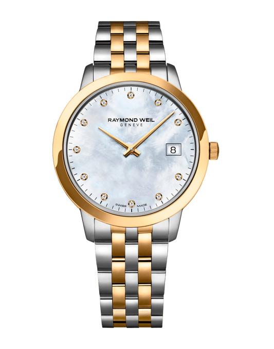 Toccata Ladies Quartz 11 Diamond Mother-of-Pearl Dial Two-Tone Bracelet Watch, 34mm