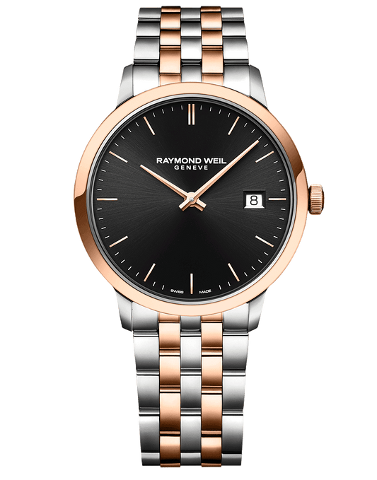 Toccata Men's Quartz Black Dial Two-Tone Rose Gold Bracelet Watch, 39mm