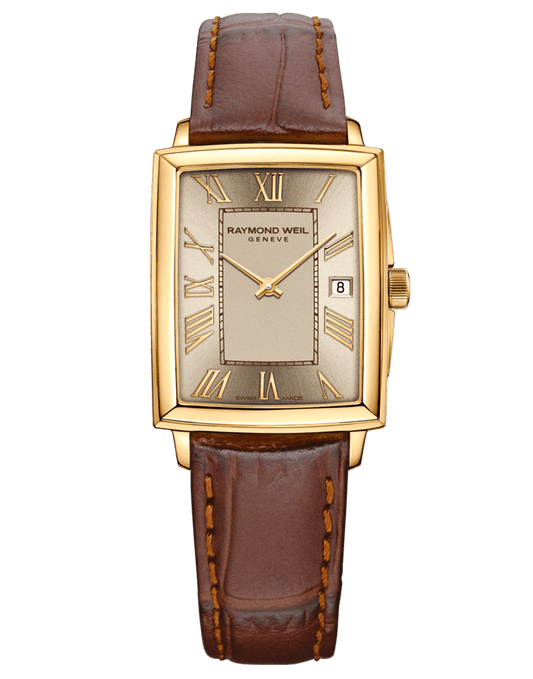 Toccata Ladies Quartz Champagne Dial Brown Leather Strap Watch, 22.6 x 28.1mm