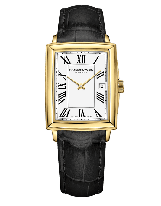 Toccata Ladies Quartz Gold PVD White Dial Leather Strap Watch, 22.6 x 28.1mm