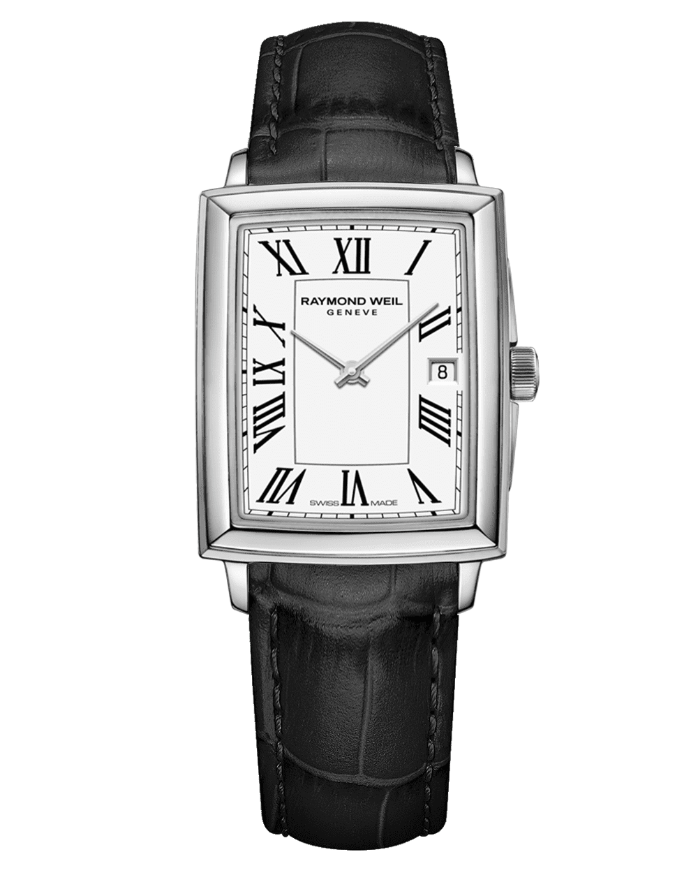 Toccata Ladies Quartz White Dial Black Leather Strap Watch, 22.6 x 28.1mm