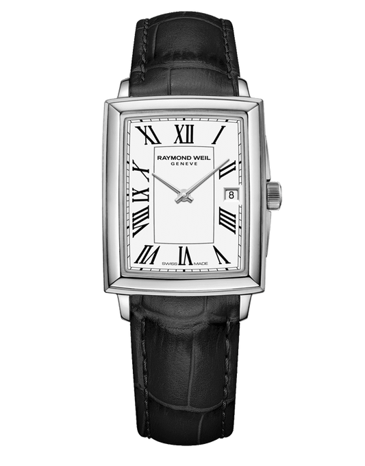 Toccata Ladies Quartz White Dial Black Leather Strap Watch, 22.6 x 28.1mm