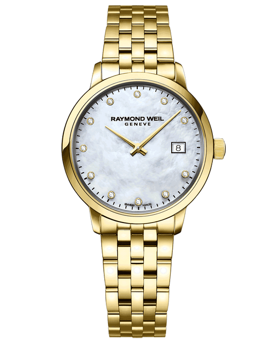 Toccata Ladies Quartz 11 Diamond Mother-of-Pearl Dial Gold PVD Bracelet Watch, 29mm