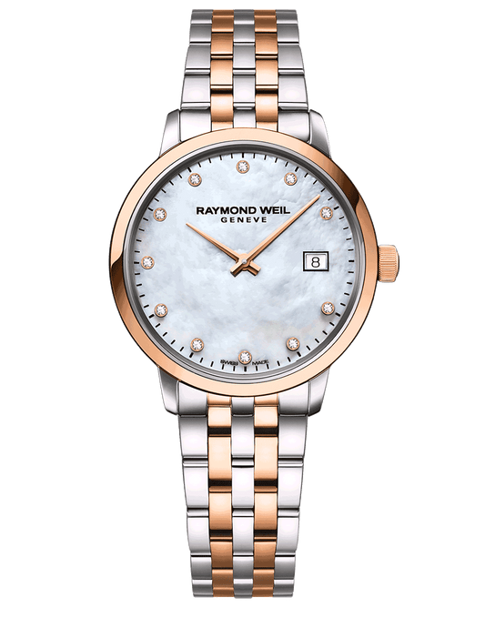 Toccata Ladies 11 Diamond Mother-of-Pearl Dial Rose Gold Two-Tone Bracelet Watch, 29mm