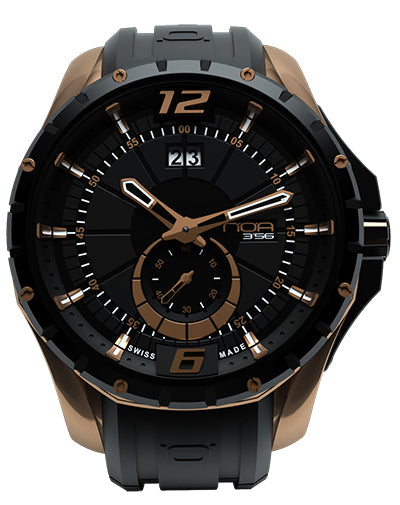 N.O.A. Skandar 3H SK3H 004 Quartz PVD Black Rose Gold Plated