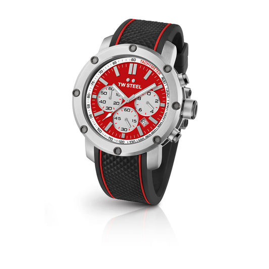 TW Steel Tech 48mm Steel Chronograph Red On Silicon Strap TS1