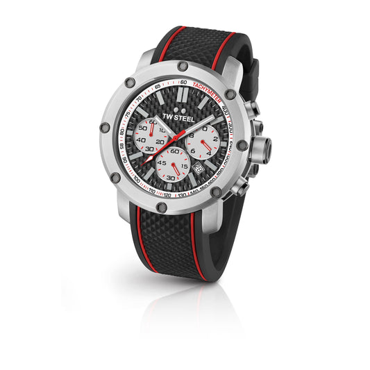 TW Steel Tech 48mm Steel Chronograph Black Carbon On Silicon Strap TS2