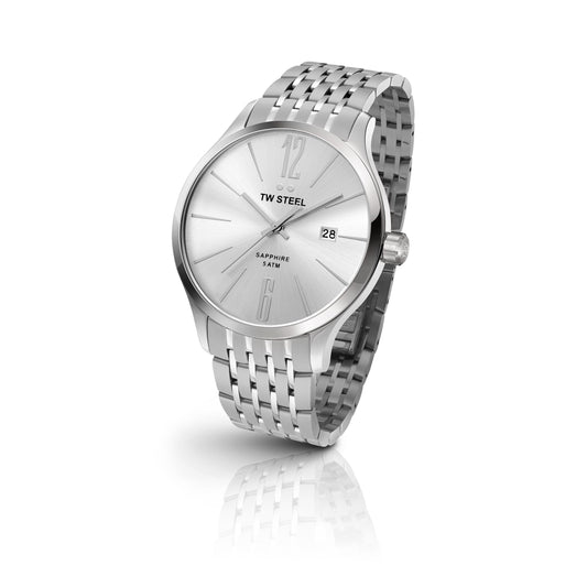 TW Steel Slim Line 45mm Steel Sunray Silver On Steel Bracelet TW1307