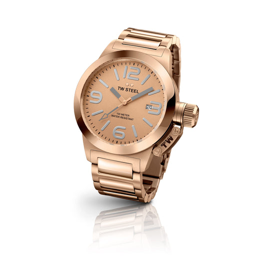 TW Steel Canteen 40mm PVD Rose Gold Plated On Bracelet TW303