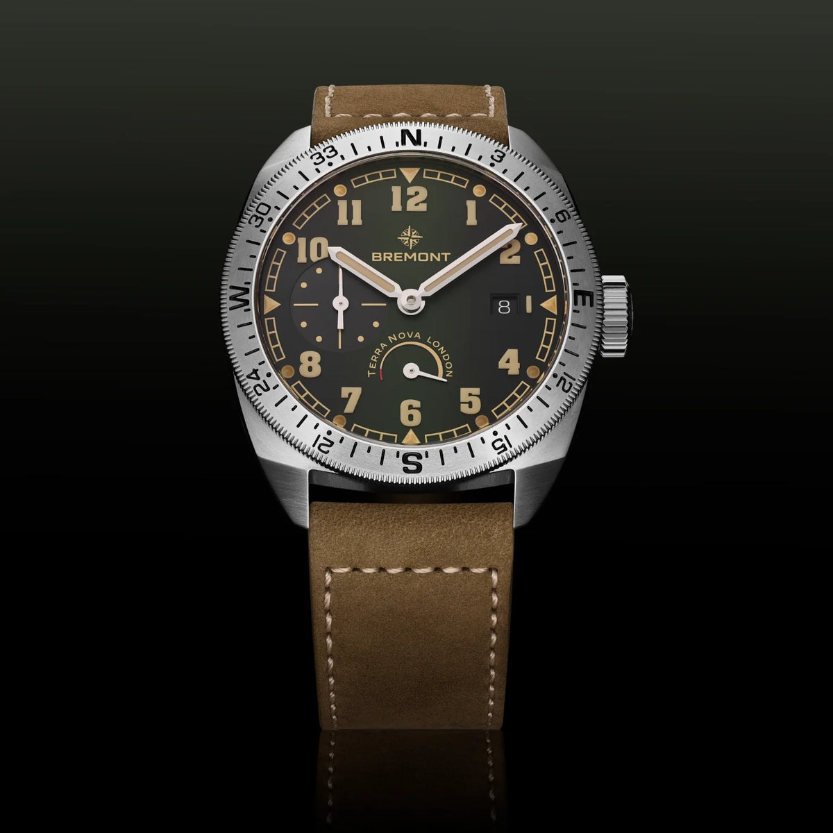 Bremont Watches | Mens | Terra Nova Terra Nova 40.5 Turning Bezel Power Reserve TN40-PWR-SS-GN-L-S