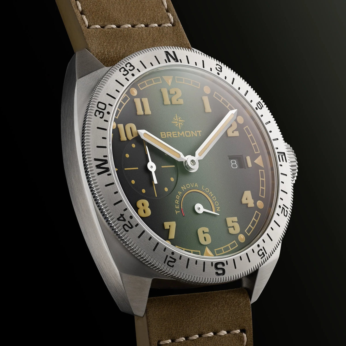 Bremont Watches | Mens | Terra Nova Terra Nova 40.5 Turning Bezel Power Reserve TN40-PWR-SS-GN-L-S