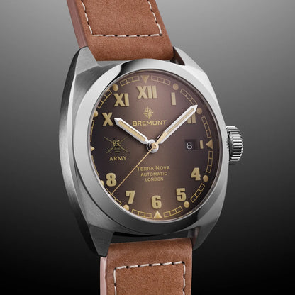 Bremont Watches | Mens | HMAF HMAF Terra Nova 40.5mm Date Leather Strap TN40-DT-SS-HMAF-BR-L-S