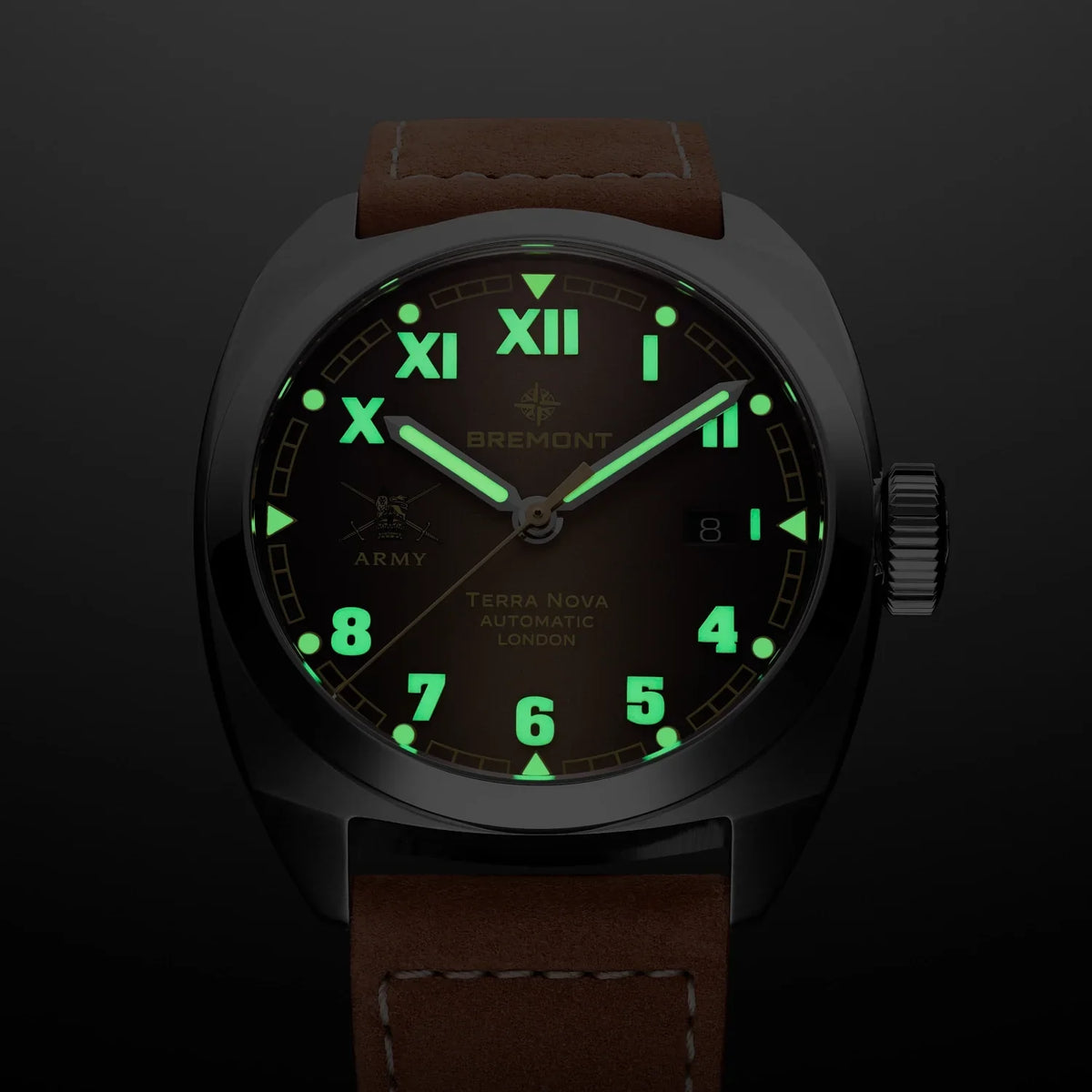 Bremont Watches | Mens | HMAF HMAF Terra Nova 40.5mm Date Leather Strap TN40-DT-SS-HMAF-BR-L-S