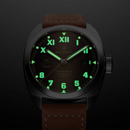 Bremont Watches | Mens | HMAF HMAF Terra Nova 40.5mm Date Leather Strap TN40-DT-SS-HMAF-BR-L-S