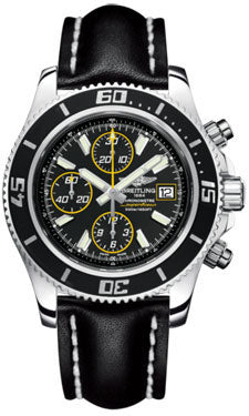 Breitling Superocean Chronograph II Abyss Yellow A13341A8/BA82 Leather Black Tang Mens Watch