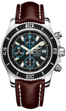 Breitling Superocean Chronograph II Abyss Blue A13341A8/BA83 Leather Brown Tang Mens Watch