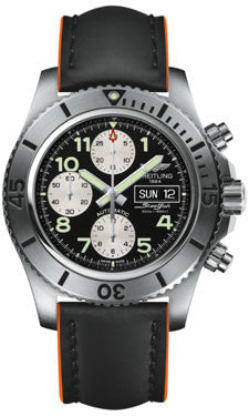 Breitling Chronograph Steelfish A13341C3/BD19 Superocean-Black-Orange-Leather Tang Mens Watch