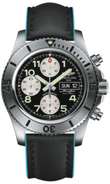 Breitling Chronograph Steelfish A13341C3/BD19 Superocean-Black-Turquoise-Leather Tang Mens Watch