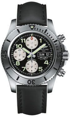 Breitling Chronograph Steelfish A13341C3/BD19 Superocean-Black-White-Leather Tang Mens Watch