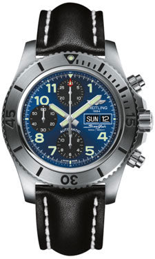 Breitling Superocean Chronograph Steelfish A13341C3/C893 Black Leather Deployant Mens Watch