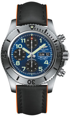 Breitling Chronograph Steelfish A13341C3/C893 Superocean-Black-Orange-Leather Tang Mens Watch