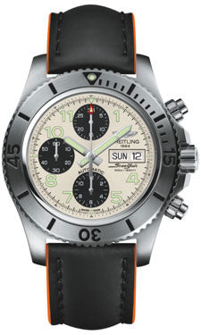 Breitling Chronograph Steelfish A13341C3/G782 Superocean-Black-Orange-Leather Tang Mens Watch