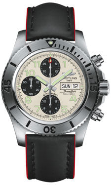 Breitling Chronograph Steelfish A13341C3/G782 Superocean-Black-Red-Leather Tang Mens Watch