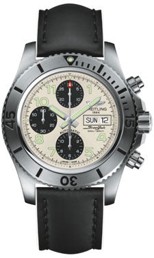 Breitling Chronograph Steelfish A13341C3/G782 Superocean-Black-White-Leather Tang Mens Watch