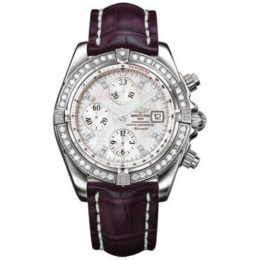 Breitling Chronomat Stainless Steel Diamonds A1335653/A570-croco-burgundy-tang