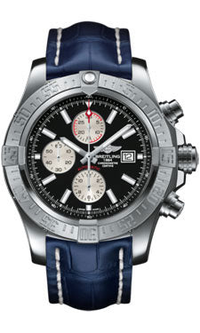 Breitling Avanger II GMT A1337111/BC29 Blue Croco Deployant Mens Watch