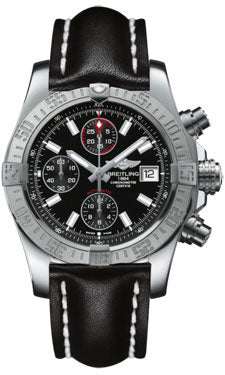 Breitling Avenger II A1338111/BC32 Black Leather Tang Mens Watch