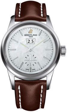 Breitling Transocean 38 A1631012/A764 Brown Leather Strap Tang Mens Watch