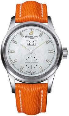 Breitling Transocean 38 A1631012/A765 Orange Sahara Strap Tang Mens Watch