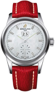 Breitling Transocean 38 A1631012/A765 Red Sahara Strap Tang Mens Watch