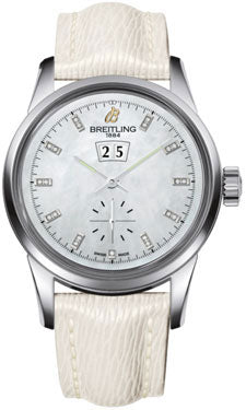 Breitling Transocean 38 A1631012/A765 White Sahara Strap Tang Mens Watch