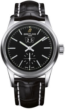 Breitling Transocean 38 A1631012/BD15 Croco Black Tang Mens Watch