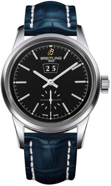 Breitling Transocean 38 A1631012/BD15 Croco Blue Tang Mens Watch