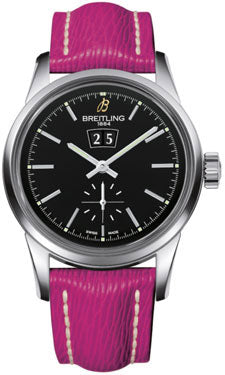 Breitling Transocean 38 A1631012/BD15 Fuschia Sahara Strap Tang Mens Watch