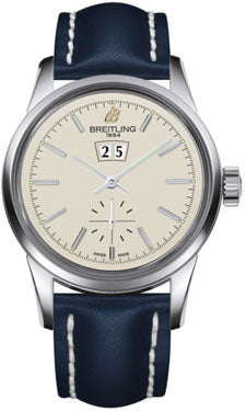 Breitling Transocean 38 A1631012/G781 Blue Leather Strap Tang Mens Watch