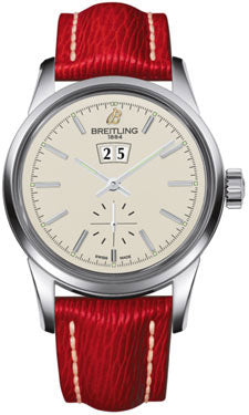 Breitling Transocean 38 A1631012/G781 Red Sahara Strap Tang Mens Watch