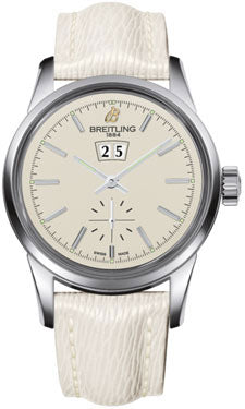 Breitling Transocean 38 A1631012/G781 White Sahara Strap Tang Mens Watch